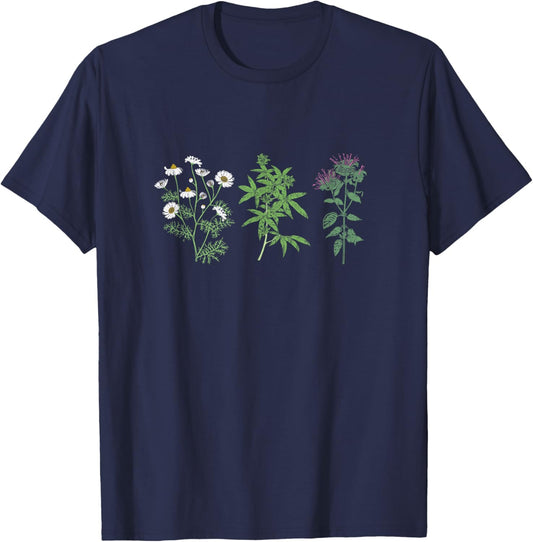 Vintage Botanical Beautiful Flower Lover Pun Gardener T-Shirt - T-Shirt | Navy