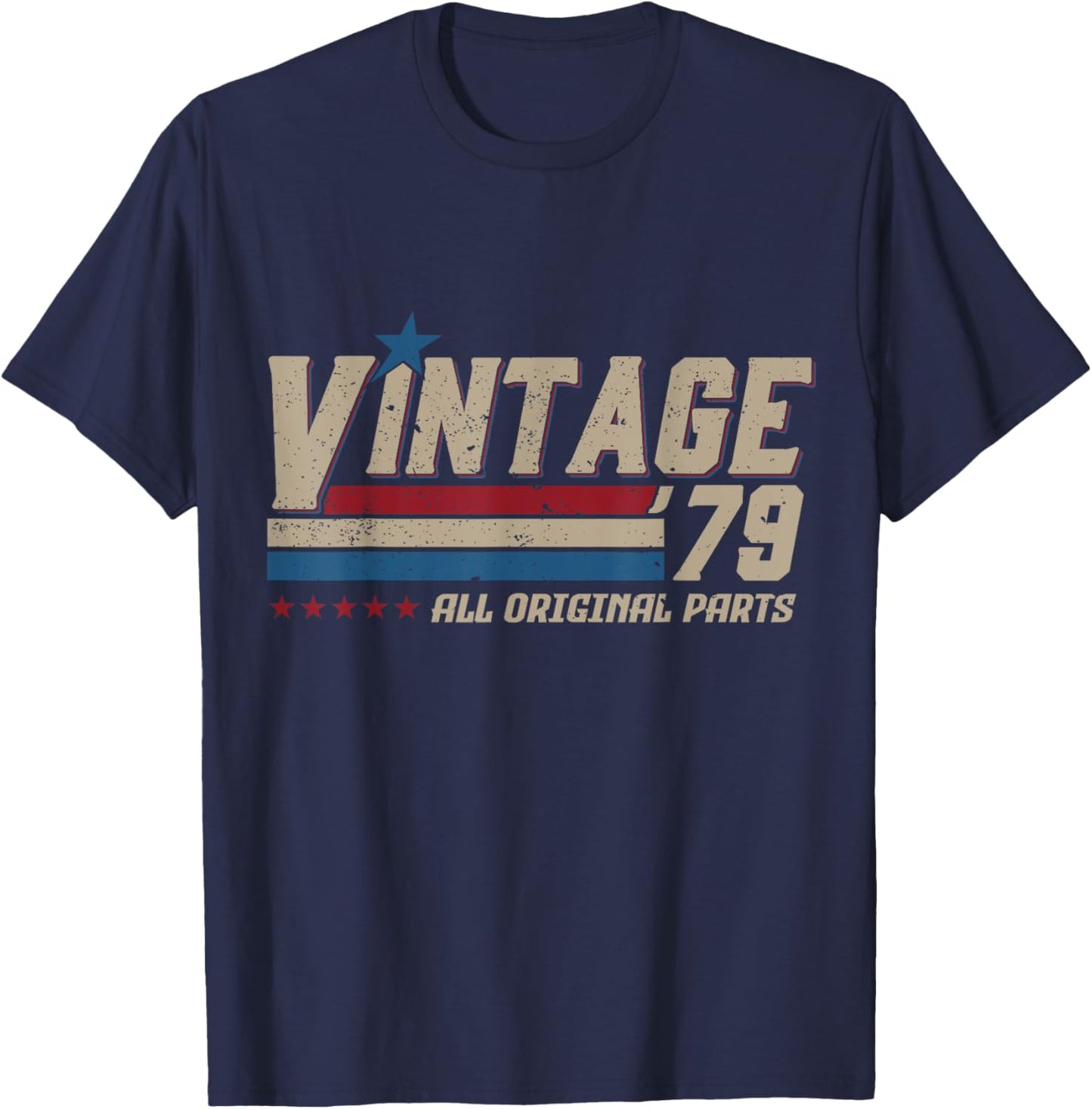 Vintage 1979 All Original Parts Birthday Men T-Shirt - T-Shirt | Navy