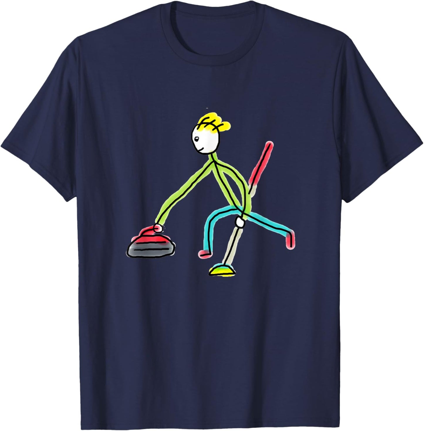 Curling Stickman T-Shirt - T-Shirt | Navy