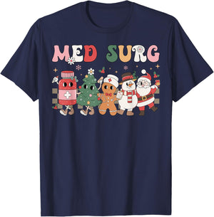 Med Surg Christmas Medical Surgical Nursing Group T-Shirt - T-Shirt | Navy