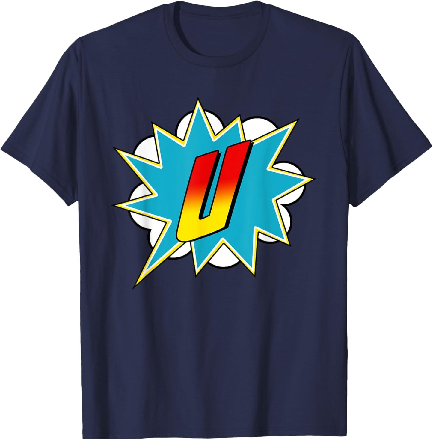 Letter U Superhero Name Comic Letter Retro Costume T-Shirt - T-Shirt | Navy