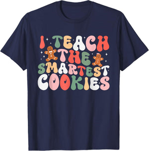 I Teach The Smartest Cookies In The Batch Teacher Christmas T-Shirt - T-Shirt | Navy