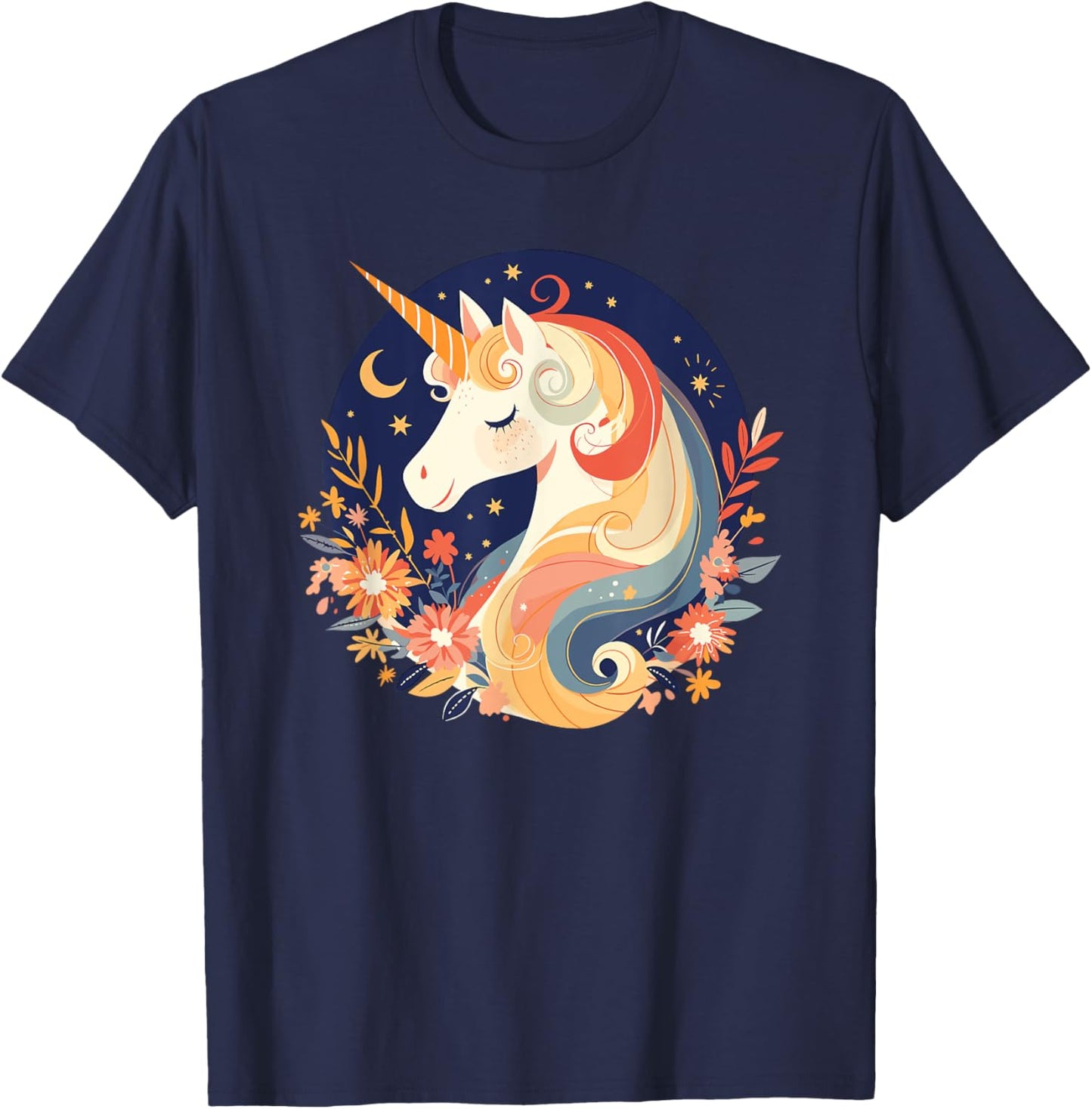 Majestic Sunset Unicorn Art Mystical Creature Fantasy T-Shirt - T-Shirt | Navy