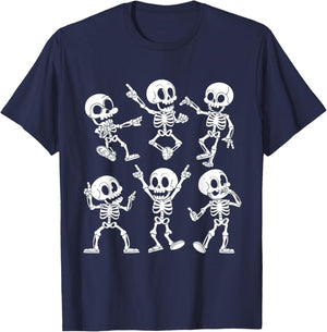 Dancing Skeletons Cute Funny Halloween Skeleton Dance T-Shirt - T-Shirt | Navy