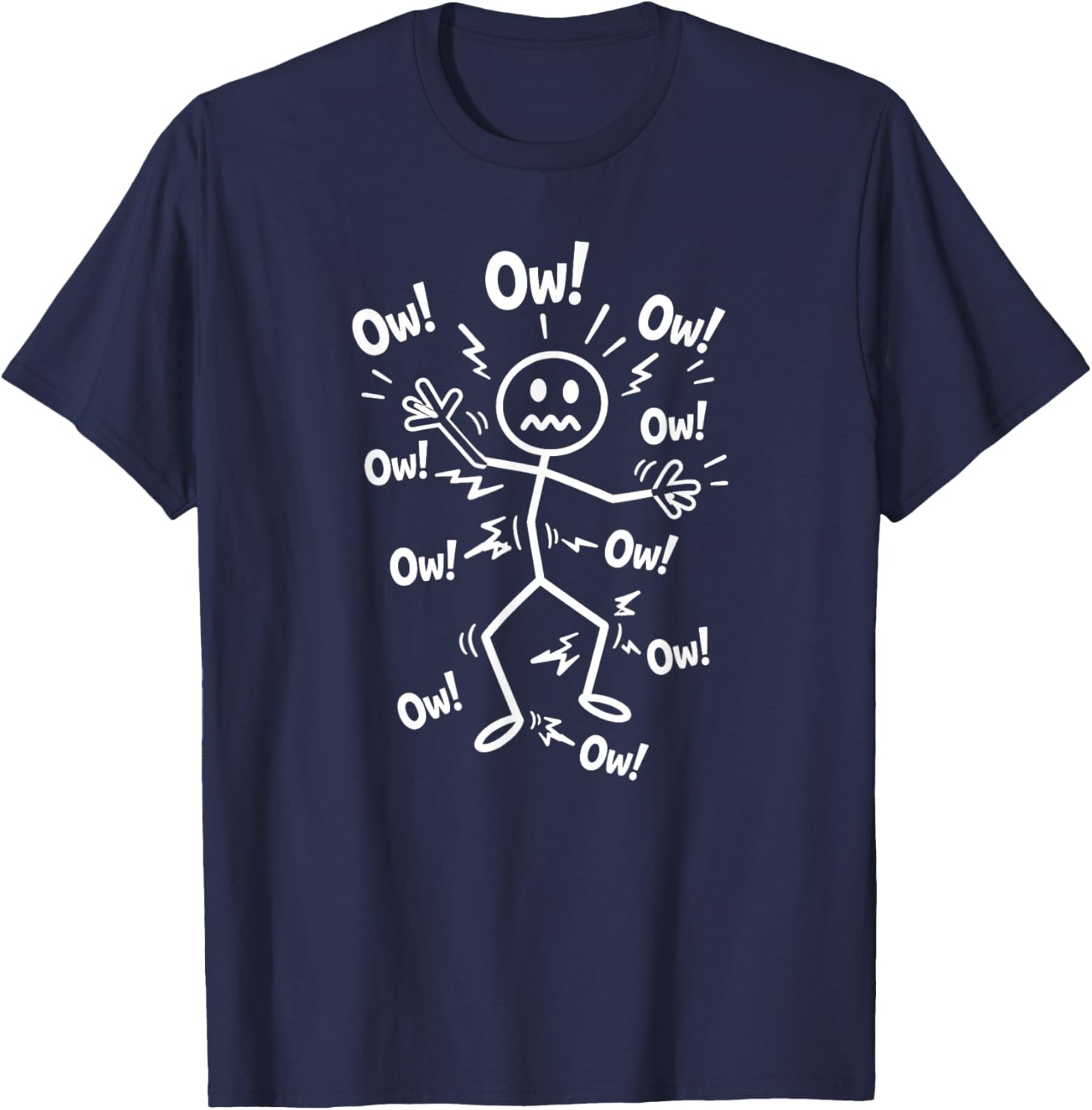 Ow Ow Ow Ow Saying Body Pain Character T-Shirt - T-Shirt | Navy