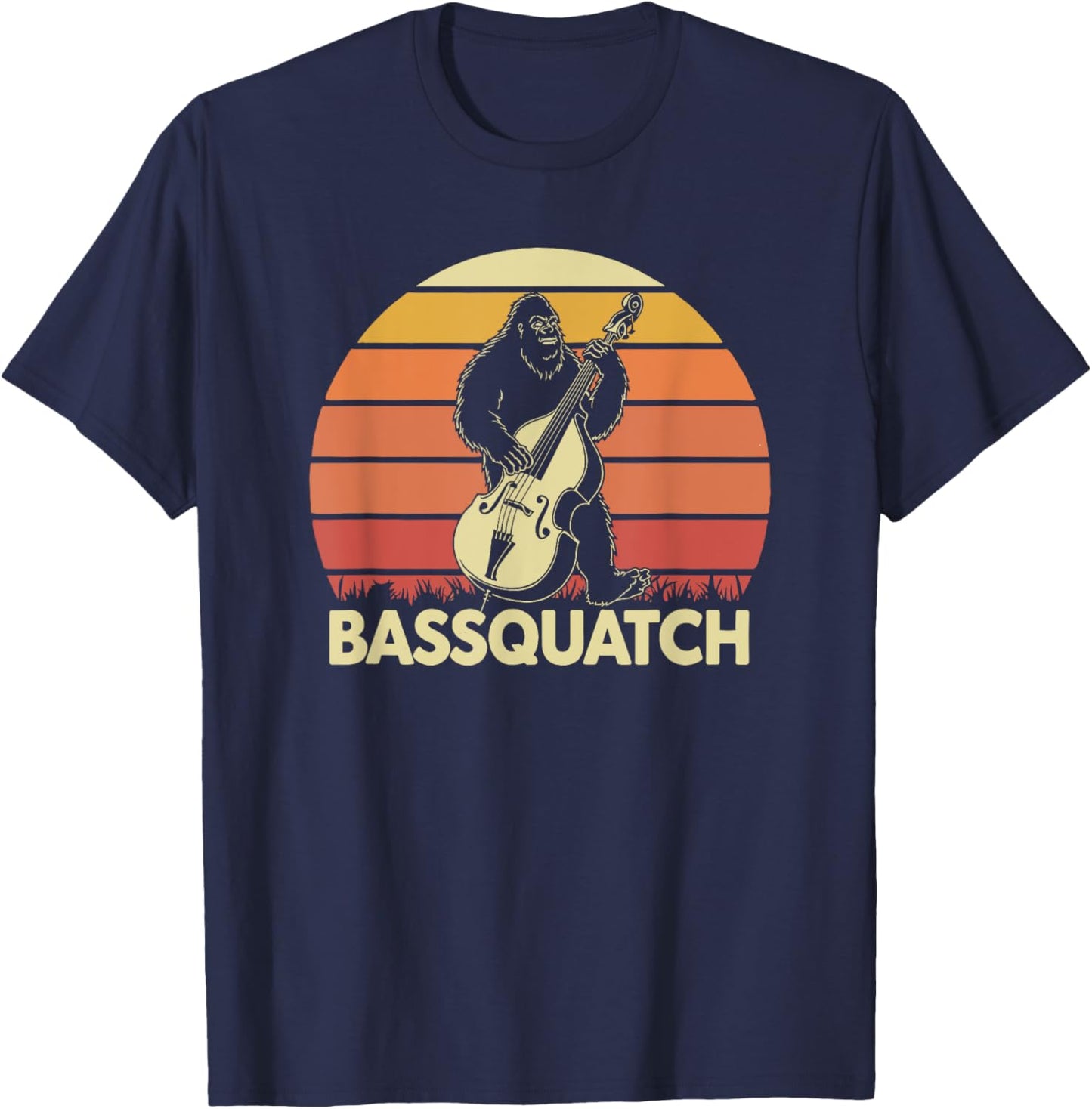 Bassquatch Bigfoot Double Bass Fiddle Upright Bass Sasquatch T-Shirt - T-Shirt | Navy
