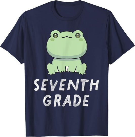 7th Grade Frog Back To School Student Teacher T-Shirt - T-Shirt | Navy