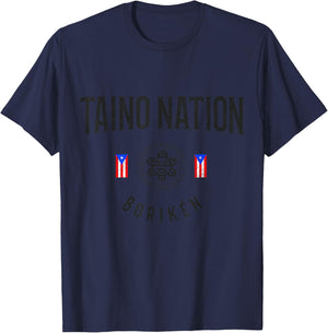 Taino Nation Boricua Boriken Pride Puerto Rico Indigenous T-Shirt - T-Shirt | Navy