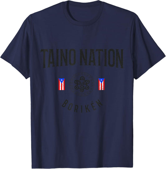 Taino Nation Boricua Boriken Pride Puerto Rico Indigenous T-Shirt - T-Shirt | Navy