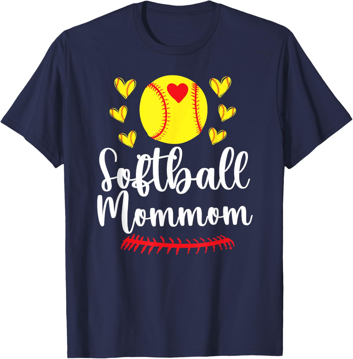 Softball Mommom Of A Softball Player Mommom T-Shirt - T-Shirt | Navy