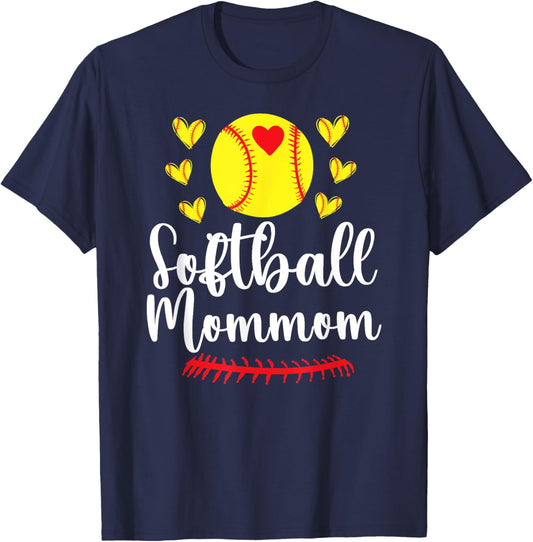 Softball Mommom Of A Softball Player Mommom T-Shirt - T-Shirt | Navy