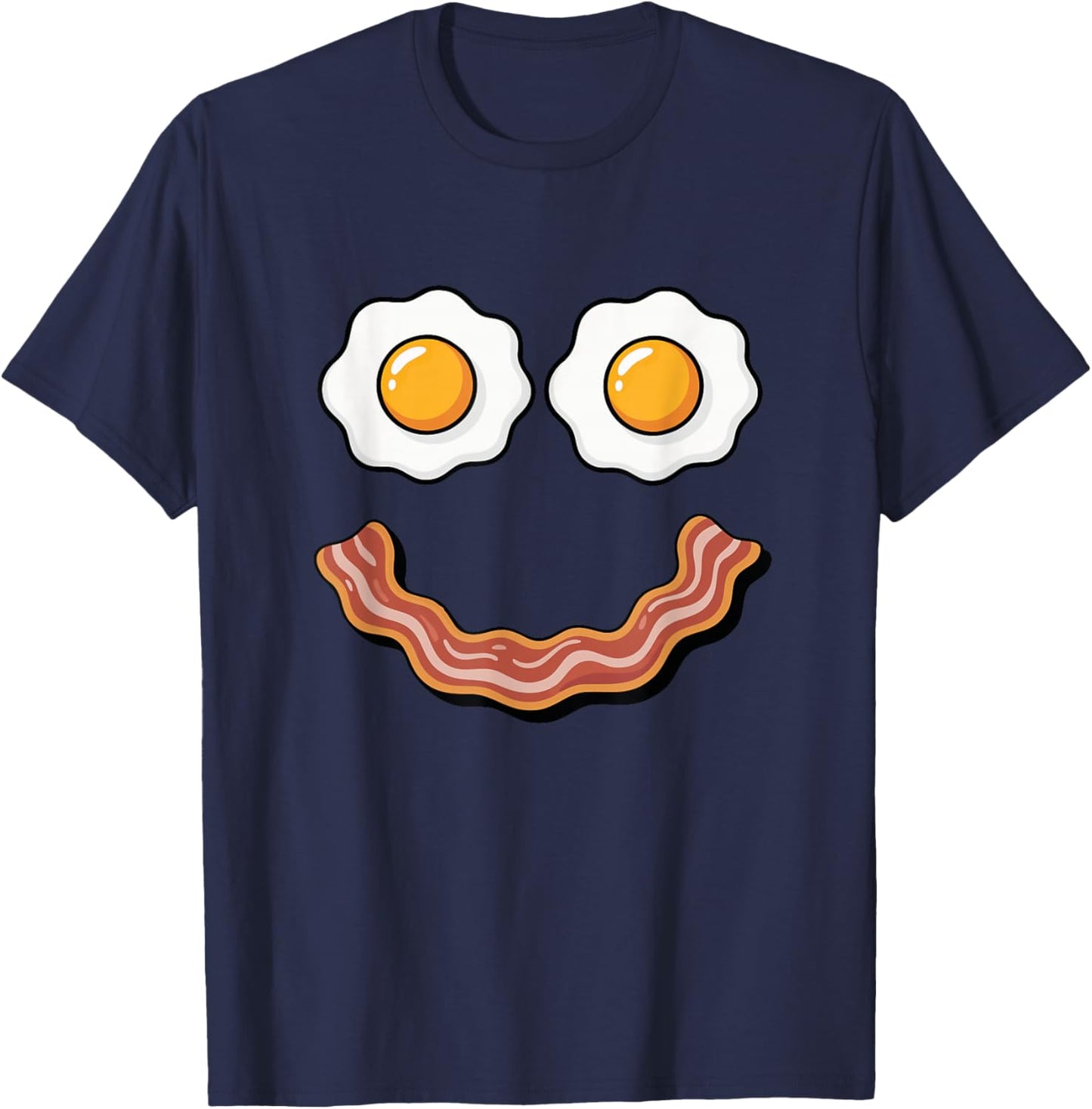 Funny Breakfast Face Eggs and Bacon T-Shirt - T-Shirt | Navy