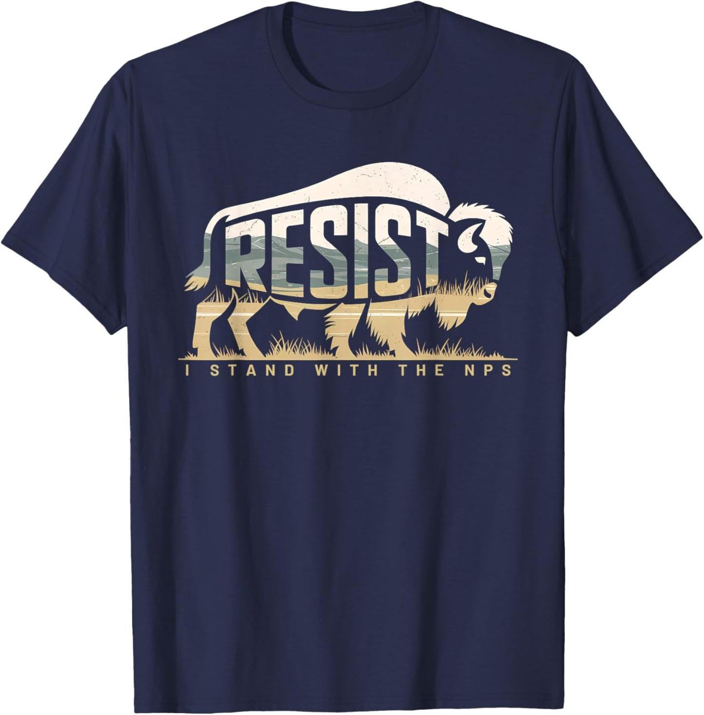 Resist, I Stand With The NPS National Park Support T-Shirt - T-Shirt | Navy