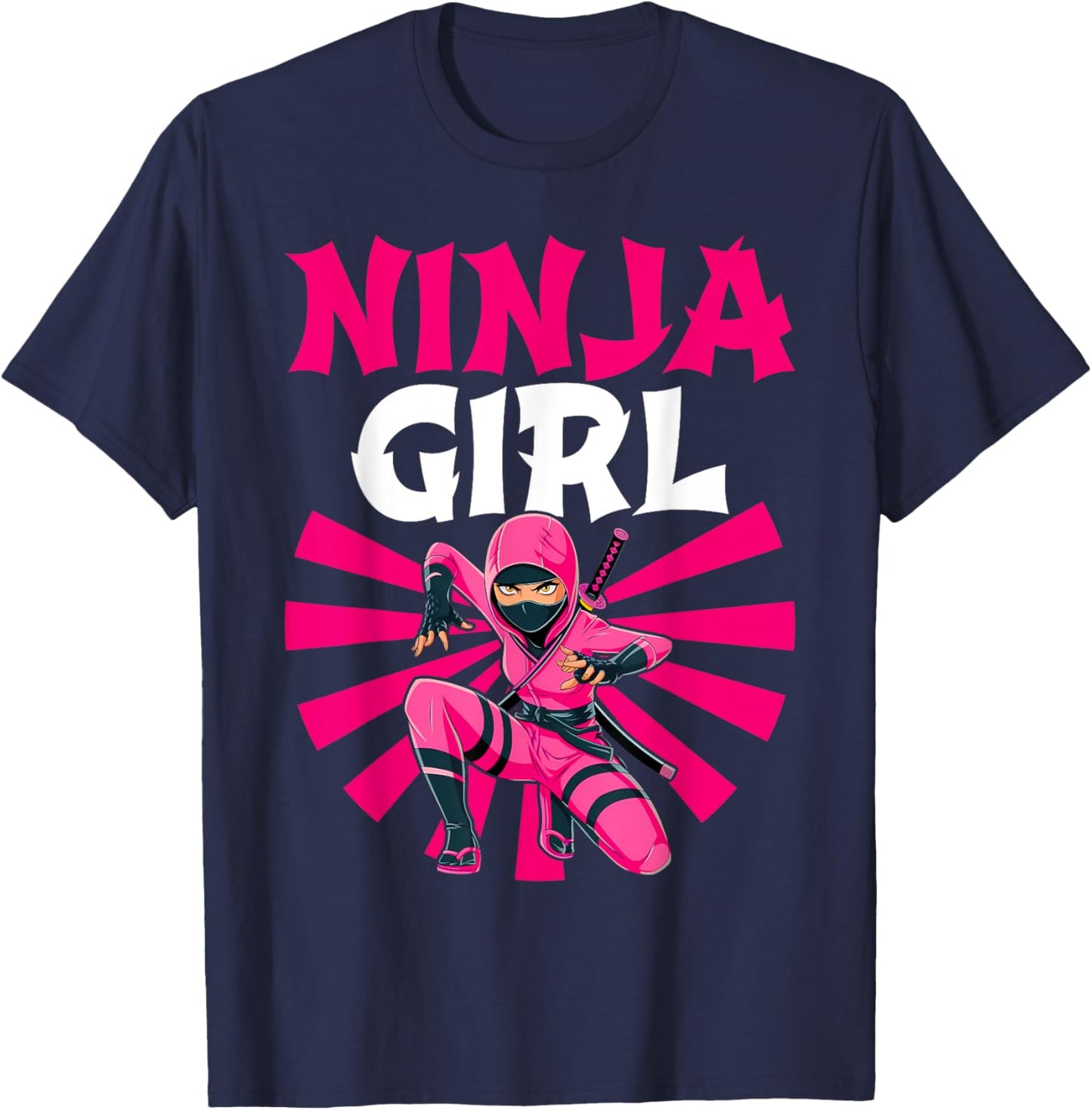 Cool Ninja Art Girls Shinobi Ninja Training Ninja T-Shirt - T-Shirt | Navy