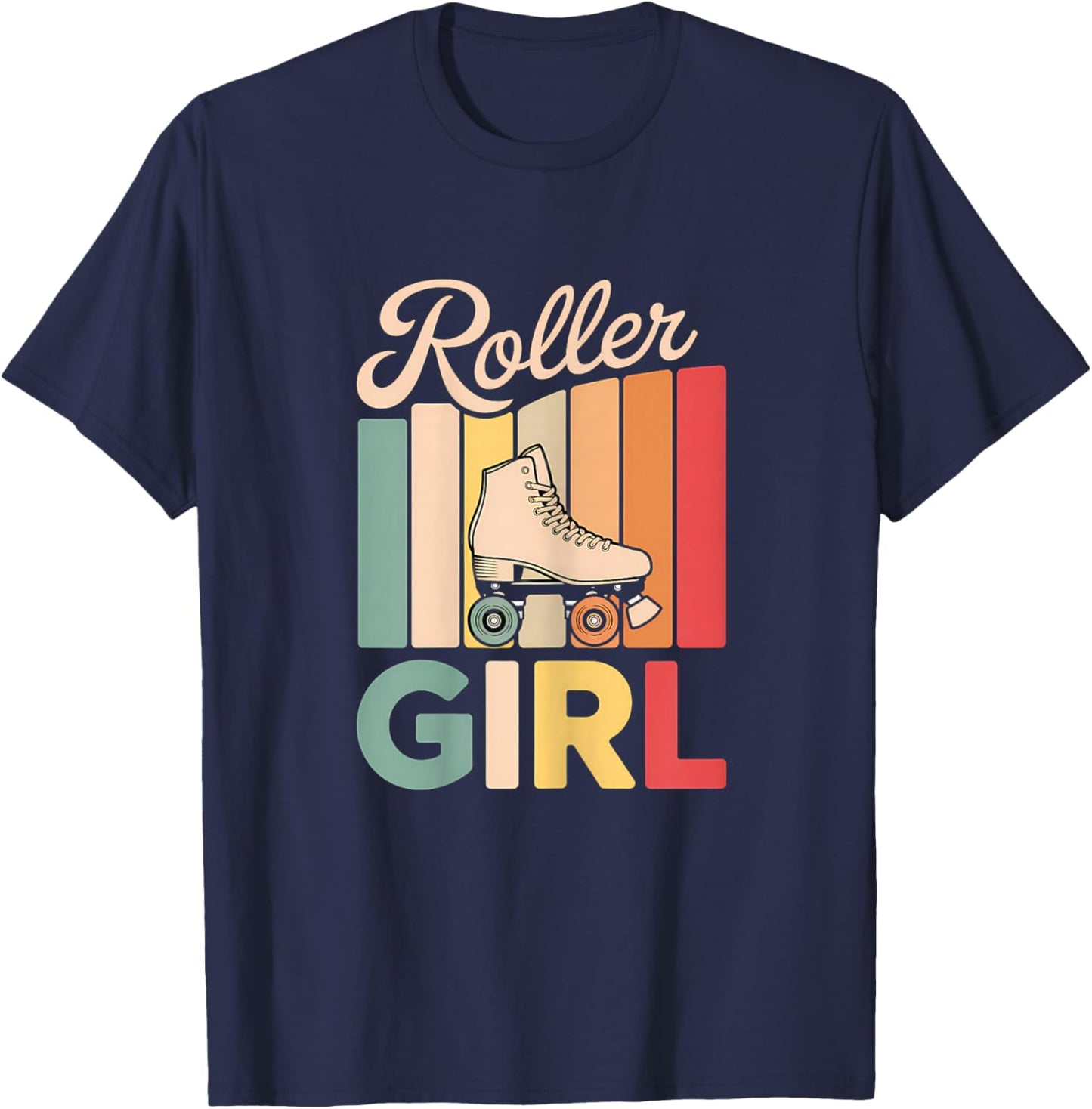 Roller Skater Girl 70s 80s 90s Roller Skates Roller Skating T-Shirt - T-Shirt | Navy