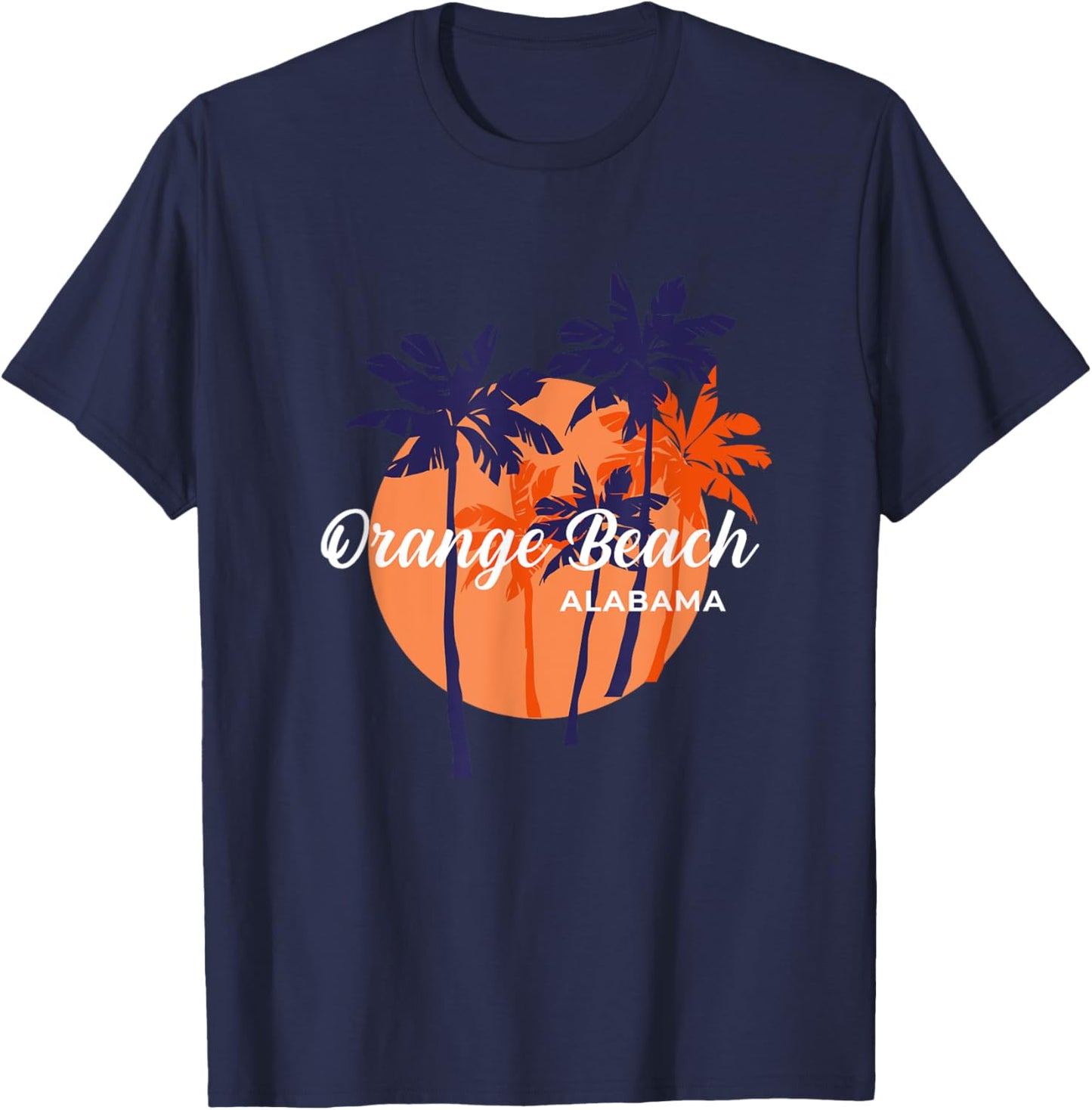 Palm Trees And Sun Summer Vacation Orange Beach Alabama T-Shirt - T-Shirt | Navy