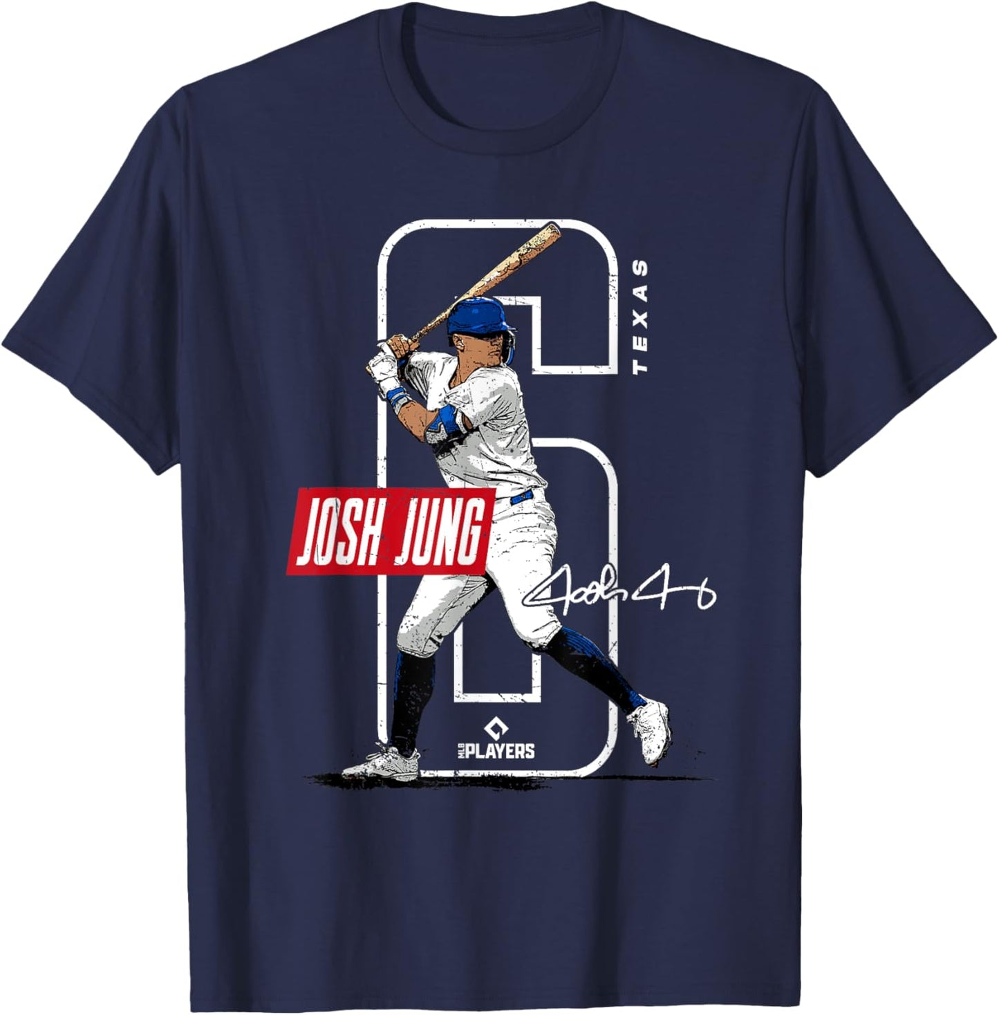 Josh Jung | Texas Baseball Players | MLBJOJ3002 T-Shirt - T-Shirt | Navy