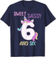 Funny 6th Birthday Sweet Sassy Six Years Old Unicorn T-Shirt - T-Shirt | Navy