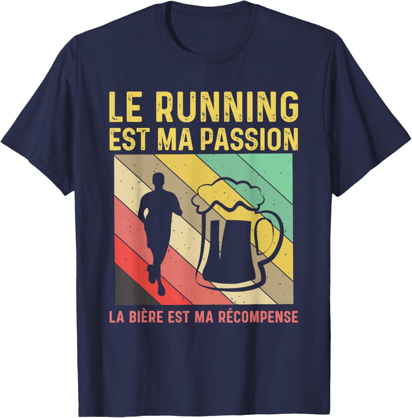 Running Passion Beer Reward Humor Running T-Shirt - T-Shirt | Navy