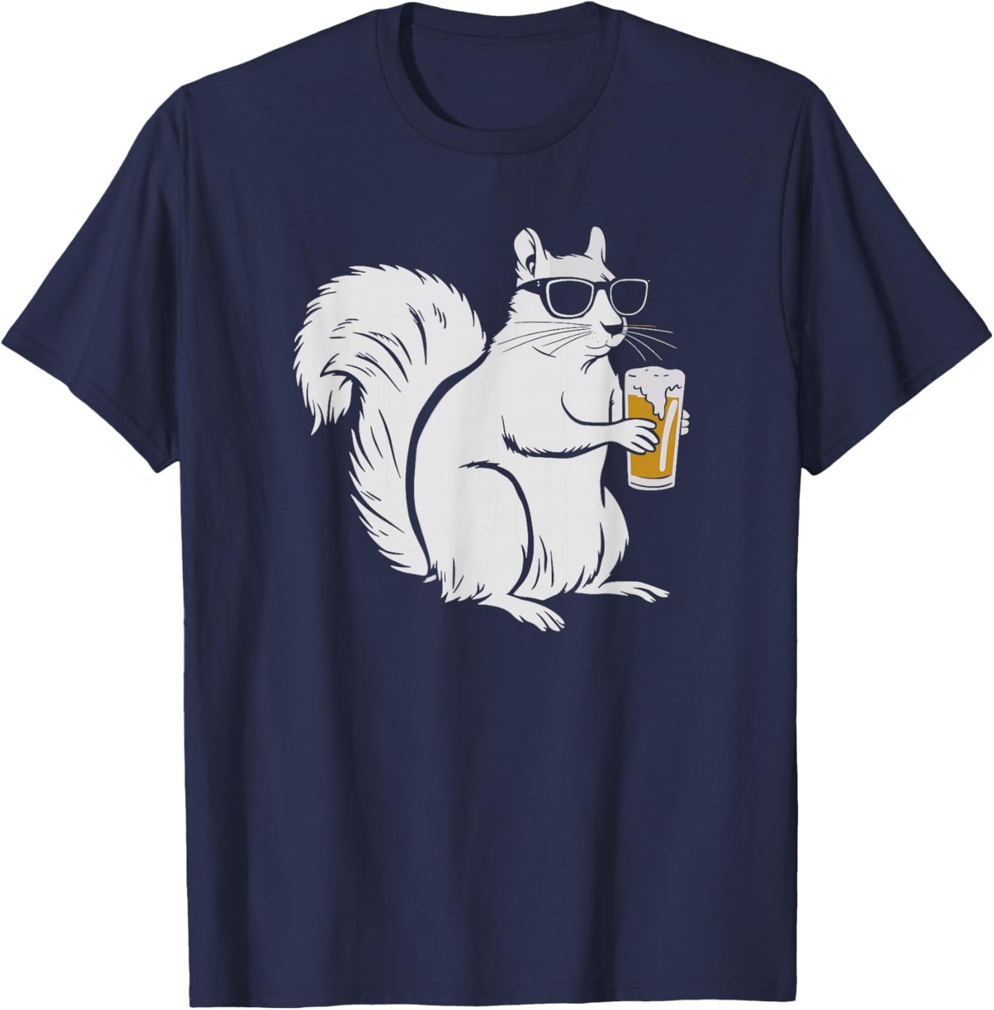 Cool Sunglasses Squirrel Beer Drinking Squirrel T-Shirt - T-Shirt | Navy