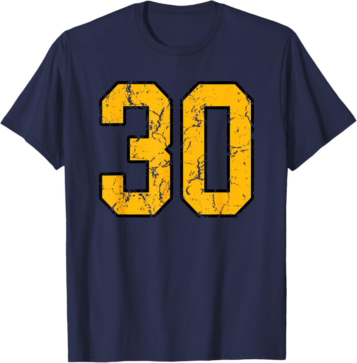 Gold and Black Sports Number 30 Jersey Uniform Player T-Shirt - T-Shirt | Navy