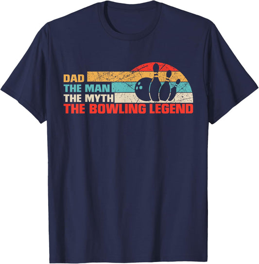 Retro Bowling Player Dad Vintage Bowler Father's Day T-Shirt - T-Shirt | Navy