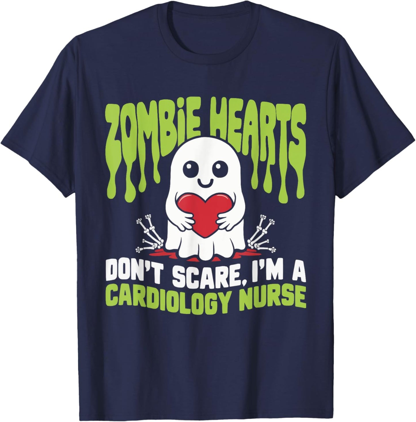 Cardiology Nurse Halloween Spooky Nursing Trick Or Treat T-Shirt - T-Shirt | Navy