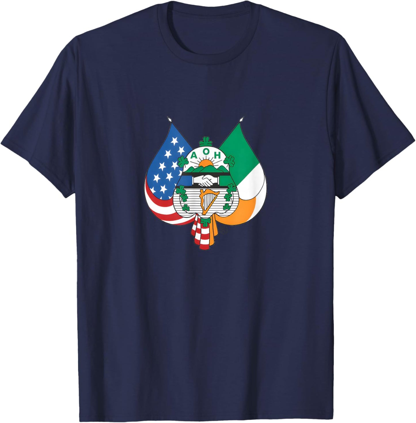 Order Of Hibernians AOH Crest Shamrocks T-Shirt - T-Shirt | Navy
