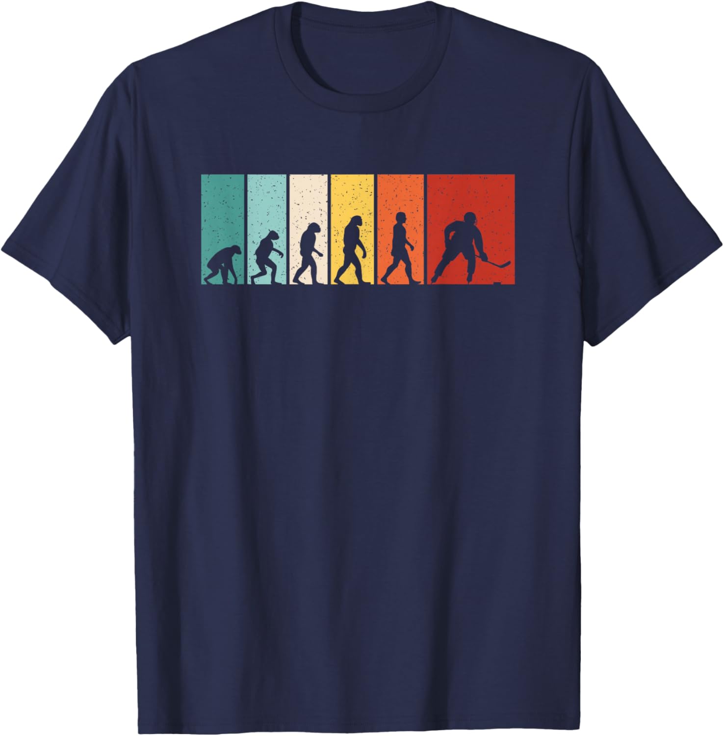 Hockey Evolution Retro Ice Hockey Player Men Boys T-Shirt - T-Shirt | Navy