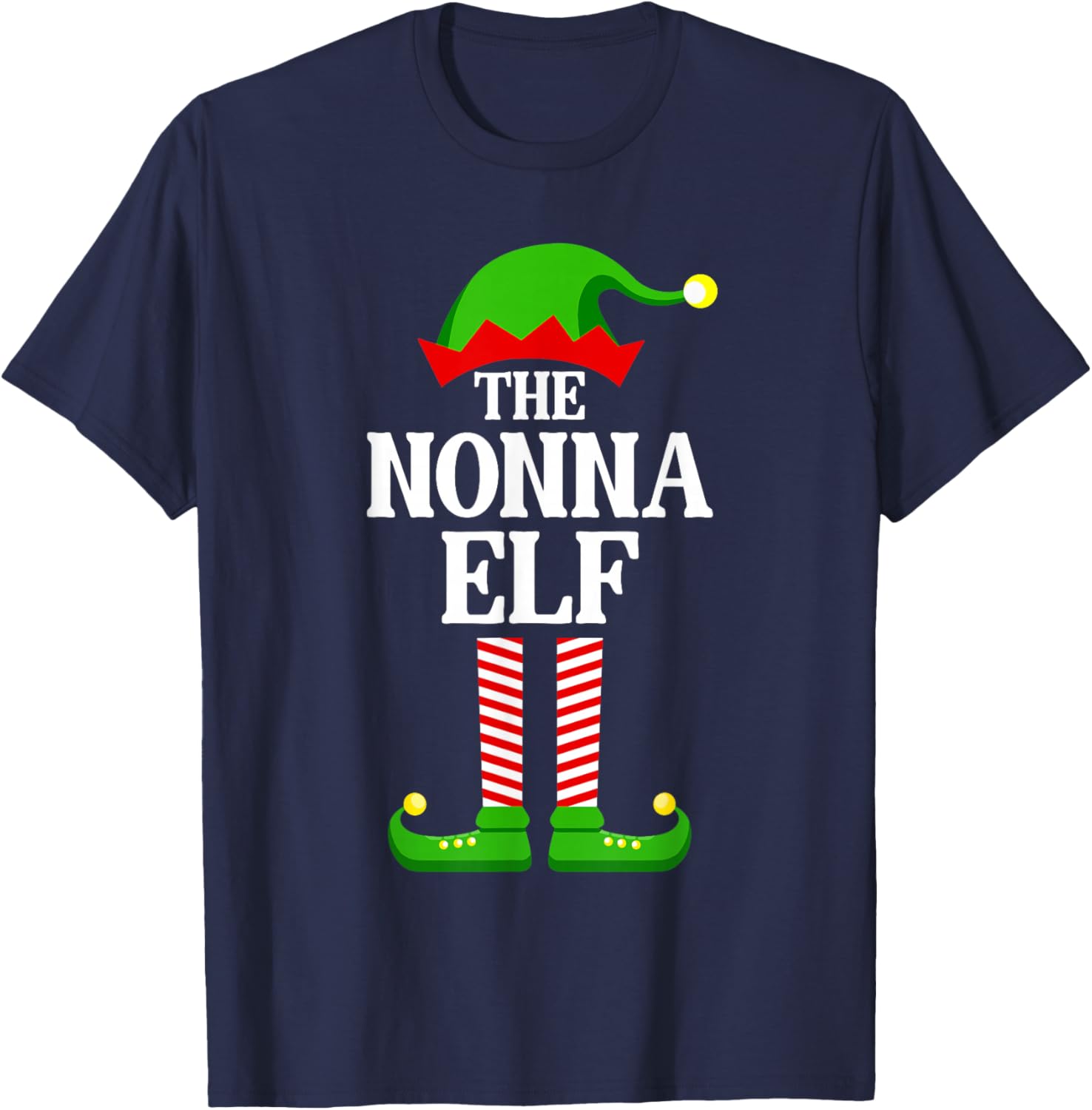 Nonna Elf Family Matching Group Funny Christmas T-Shirt - T-Shirt | Navy