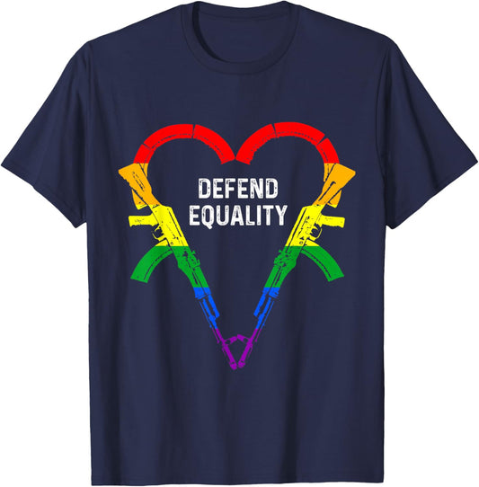 Defend Equality AK-47 Gay Gun Owner Rights LGBTQ Heart AK47 T-Shirt - T-Shirt | Navy