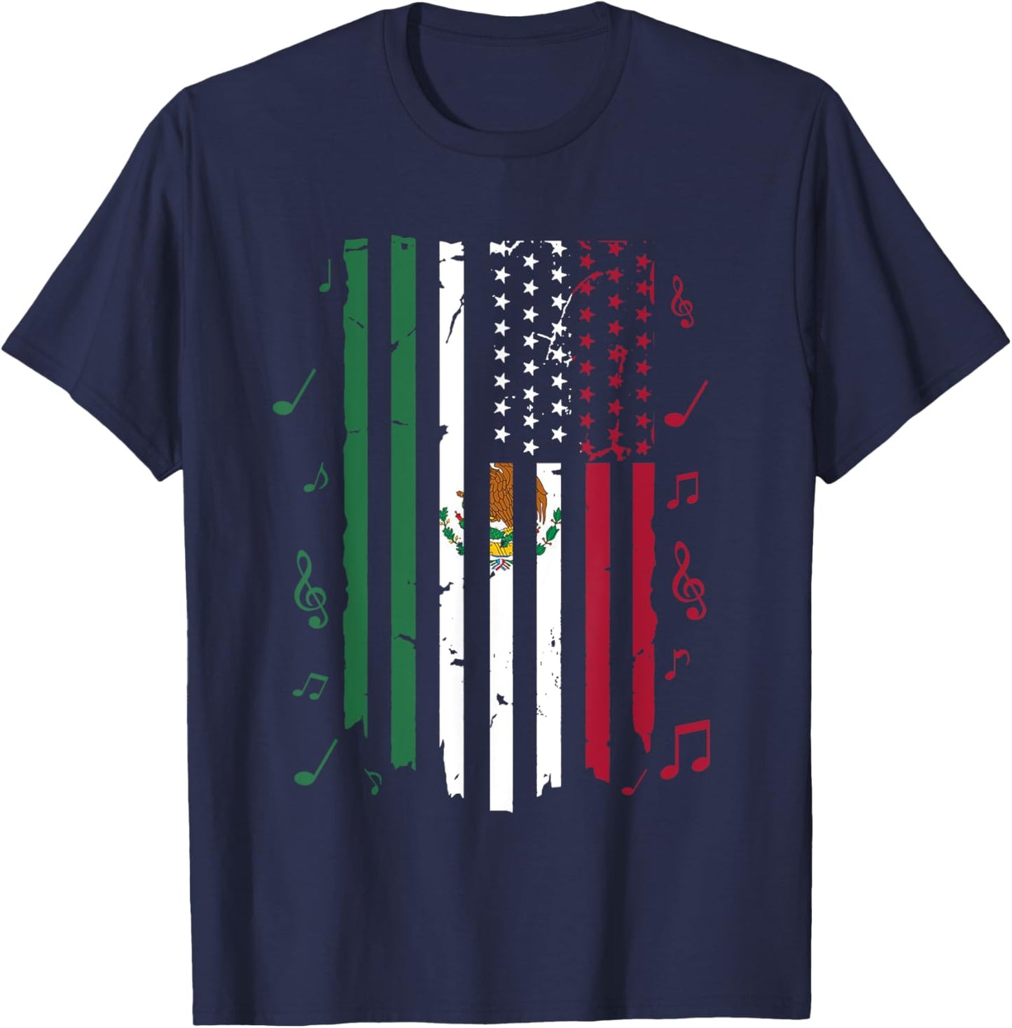 Mexico US Flag Patriot Mexican Flag American Flag T-Shirt - T-Shirt | Navy