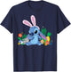 Disney Stitch Easter Bunny Ears & Eggs Tropical Spring Pals T-Shirt - T-Shirt | Navy