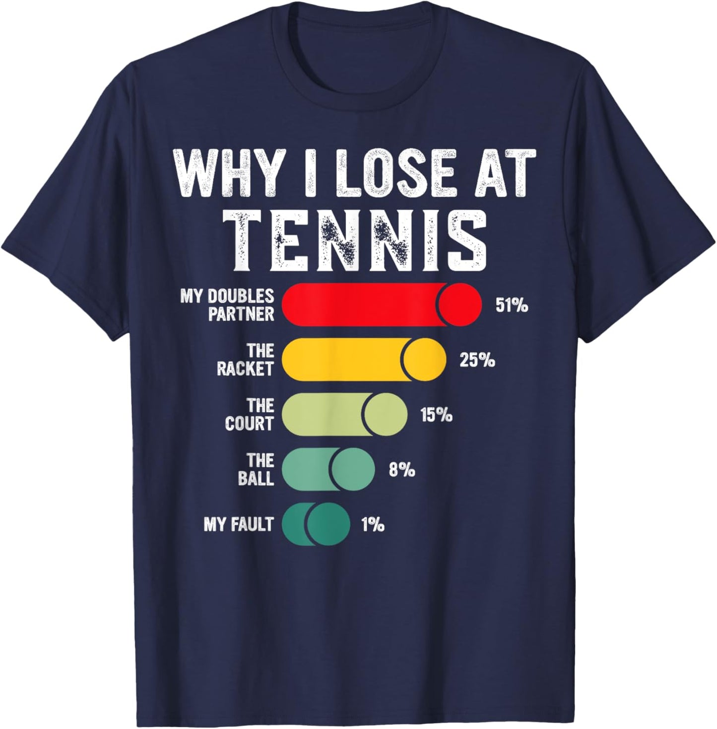 Why I Lose At Tennis Humor Tennis Player Lover Quote T-Shirt - T-Shirt | Navy