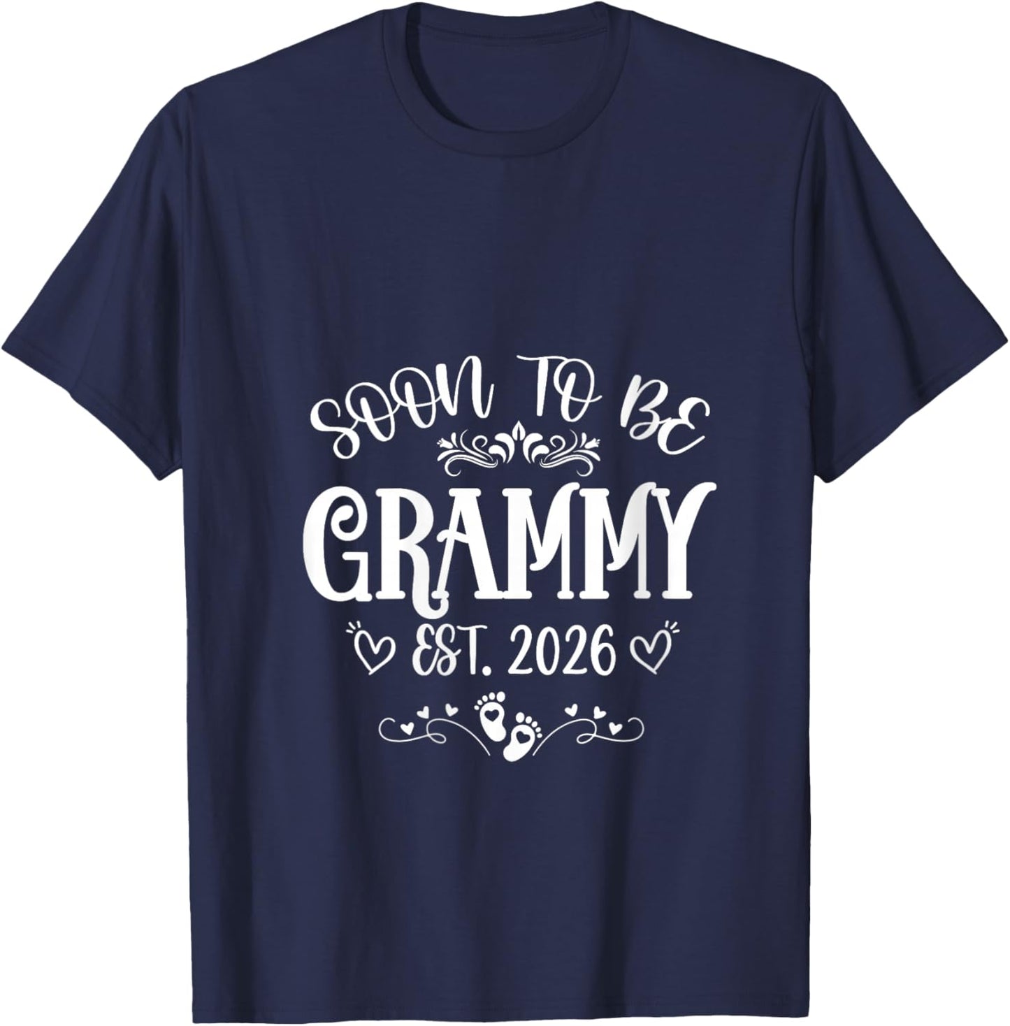 Women's Soon to Be Grammy Est 2026 First Time Mom Mother's Day V-Neck T-Shirt - T-Shirt | Navy