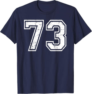 73 Number Seventy-Three Team Sports Grunge Varsity Matching T-Shirt - T-Shirt | Navy