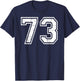 73 Number Seventy-Three Team Sports Grunge Varsity Matching T-Shirt - T-Shirt | Navy