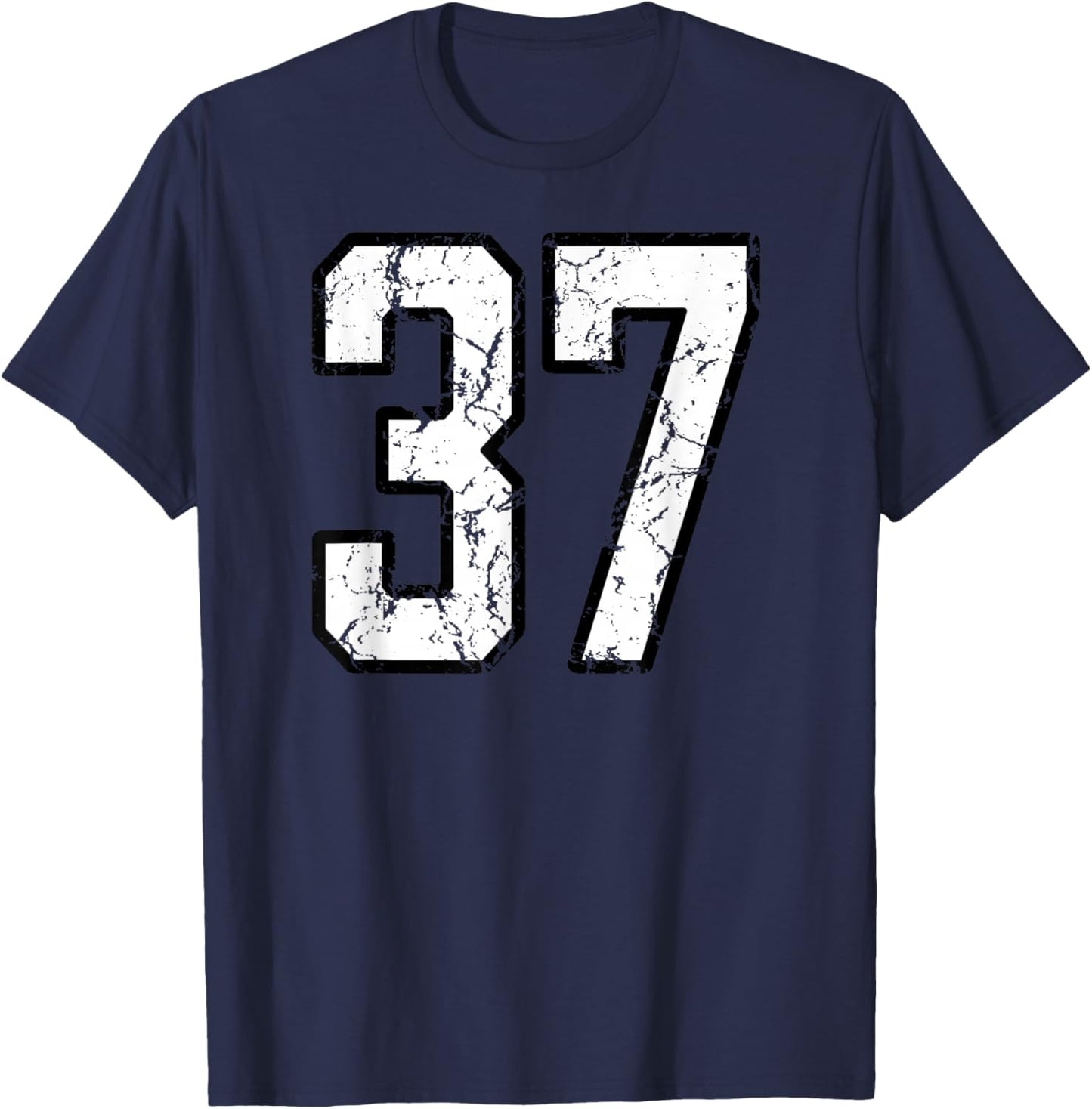 White and Black Sports Number 37 Jersey Uniform Player T-Shirt - T-Shirt | Navy