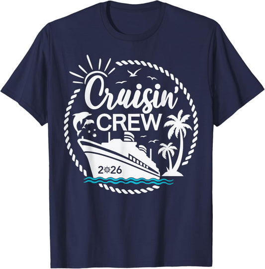 Cruisin' Crew 2026 Family Cruise Crew Vacation Matching T-Shirt - T-Shirt | Navy
