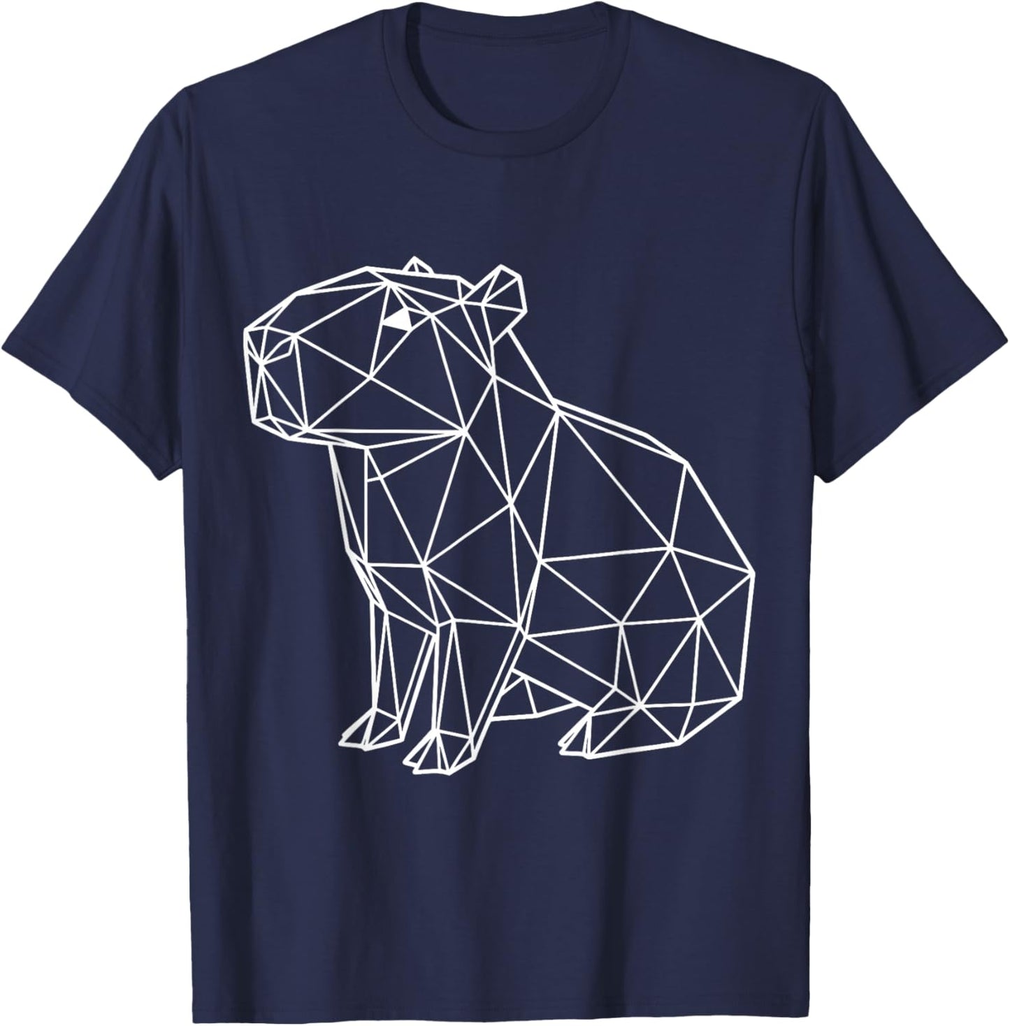 Geometrische Capybara White Line Minimalistisches Tier T-Shirt - T-Shirt | Navy