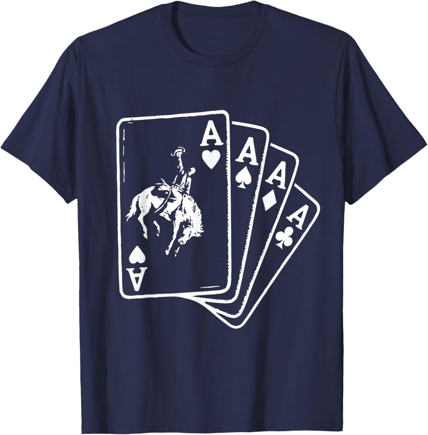 Cowboy Ace Card Western Rodeo Poker T-Shirt - T-Shirt | Navy