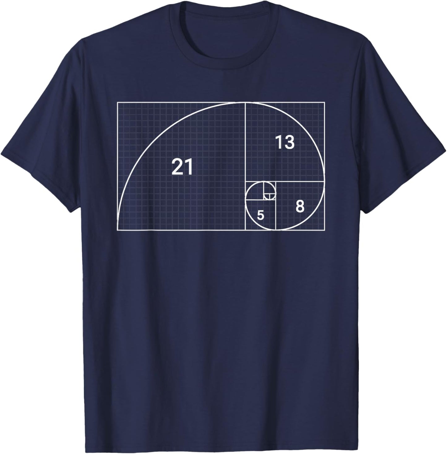 Fibonacci Sequence Spiral Golden Ratio Numbers T-Shirt - T-Shirt | Navy