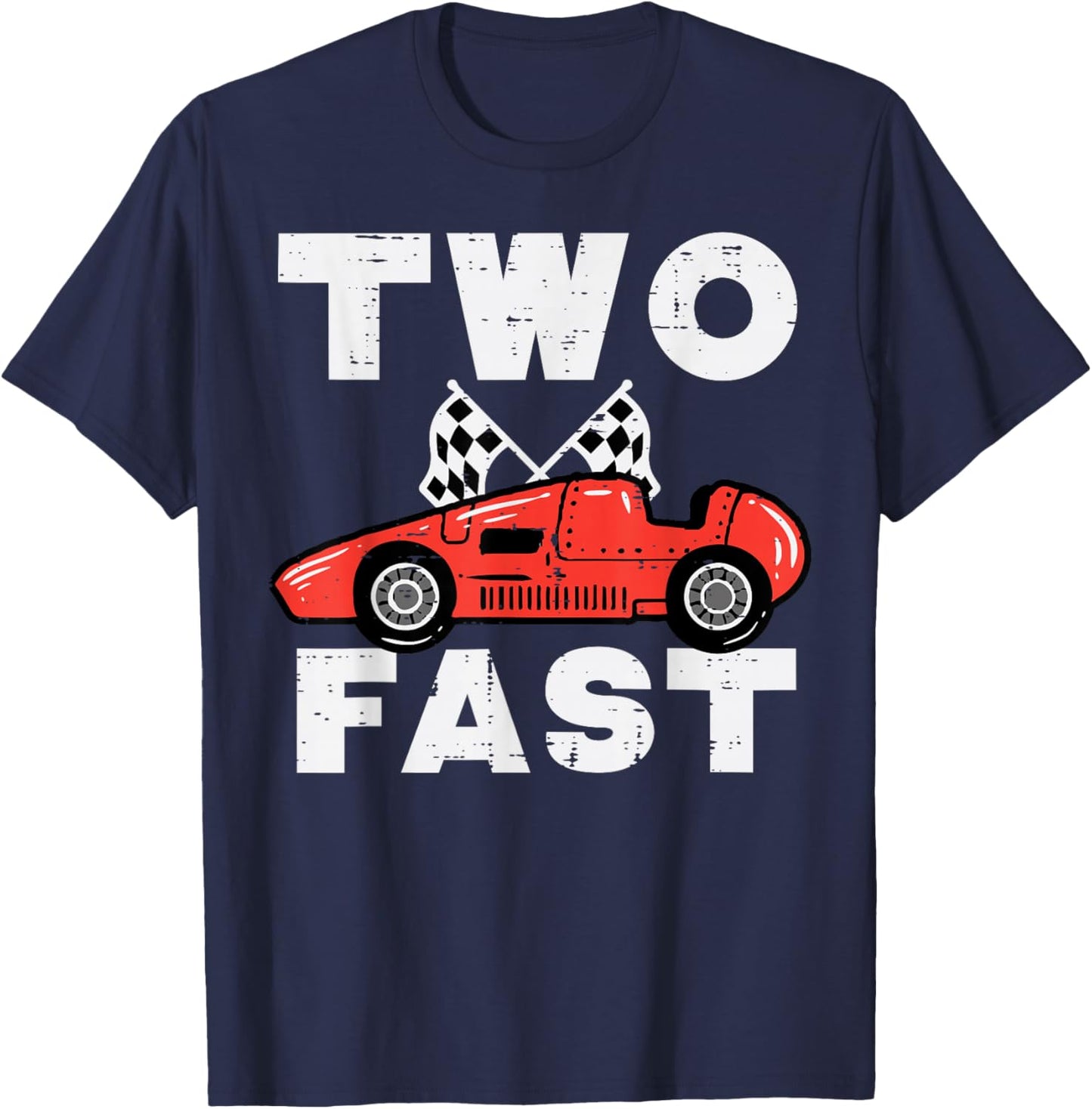 2nd Birthday Race Car Two Fast 2 Year Old Bday Boys Kids T-Shirt - T-Shirt | Navy
