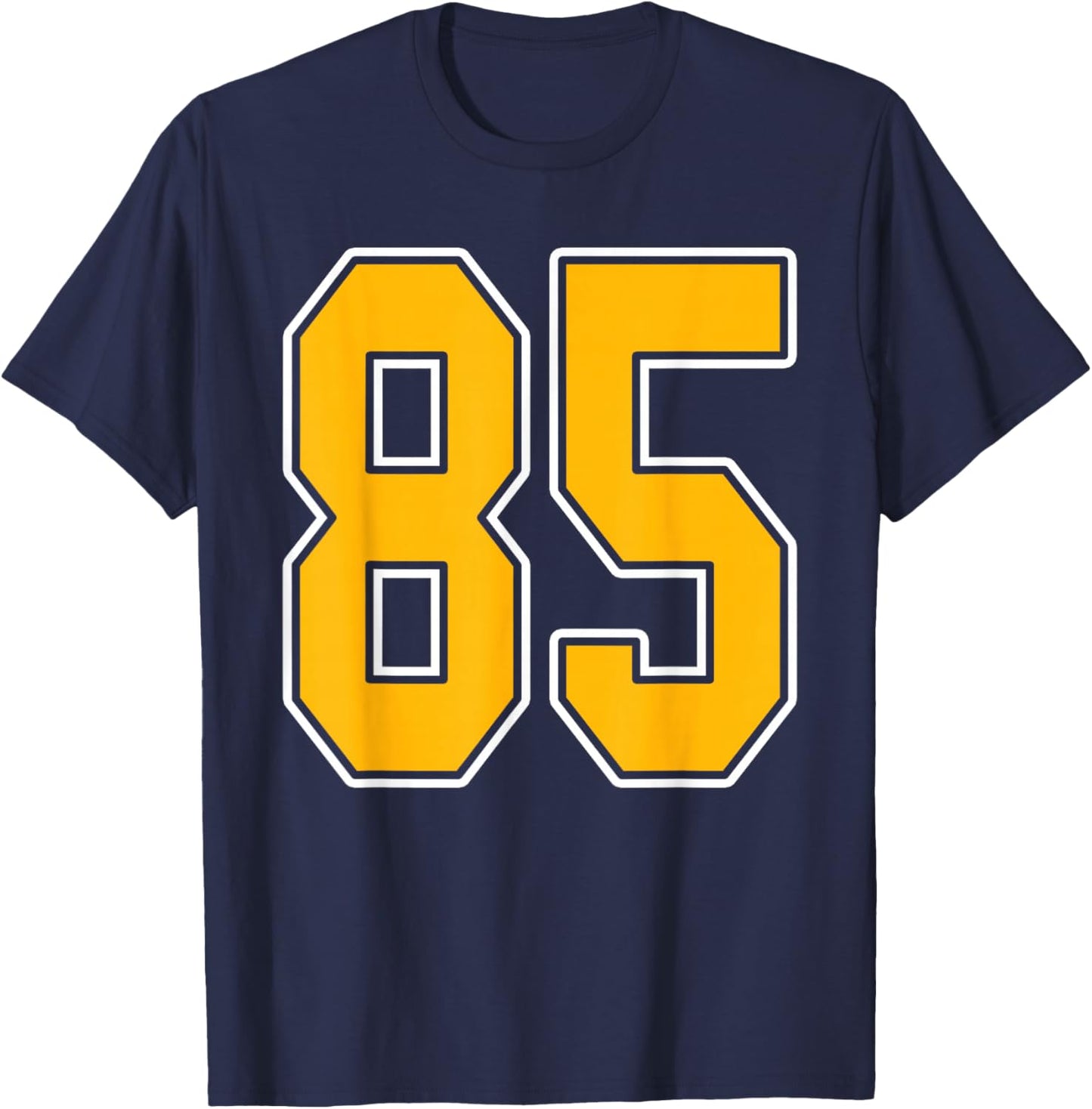 Gold and White Sports Number 85 Jersey Uniform Player T-Shirt - T-Shirt | Navy
