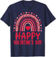 Happy Valentines Day Red Hearts Rainbow Leopard Women Girls T-Shirt - T-Shirt | Navy