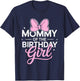 Mommy of The Birthday Girl Mother Daughter Cute Pink Bow T-Shirt - T-Shirt | Navy
