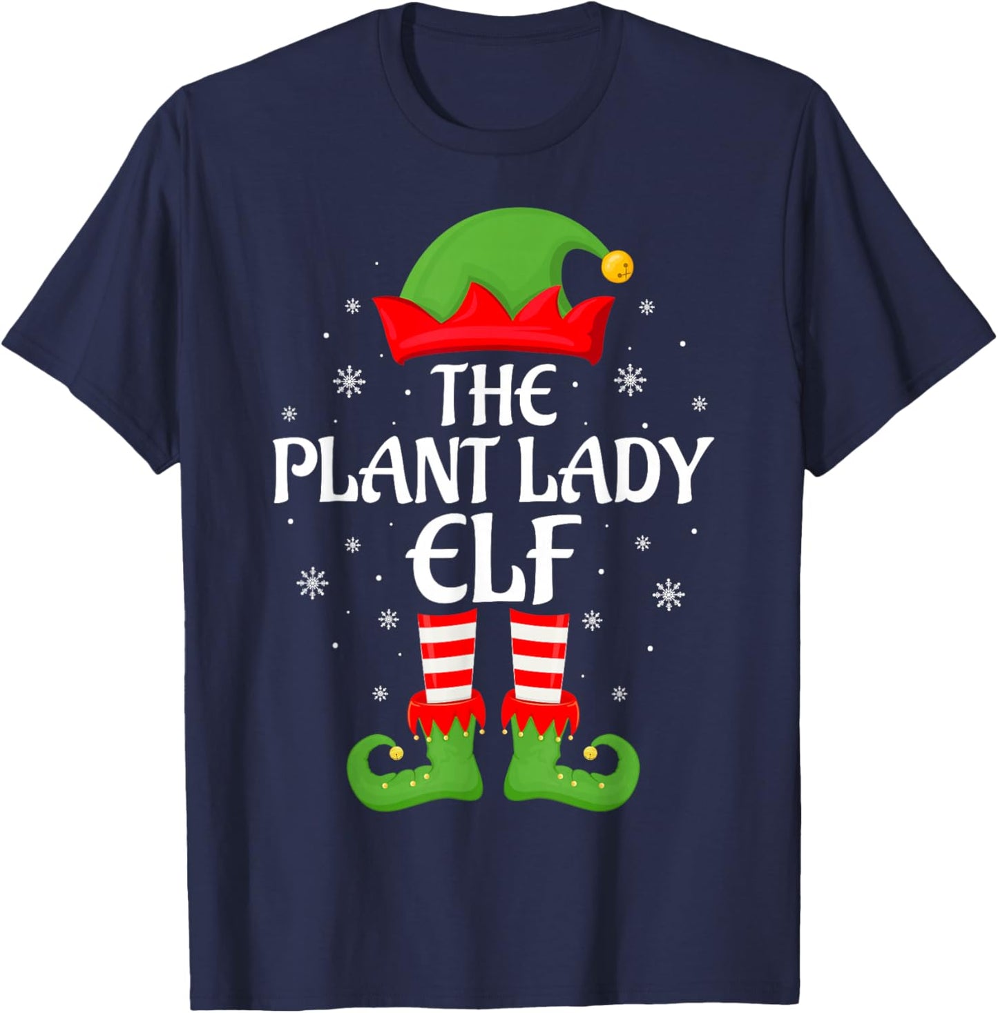 Plant Lady Elf Xmas Family Matching Elf Squad Christmas T-Shirt - T-Shirt | Navy