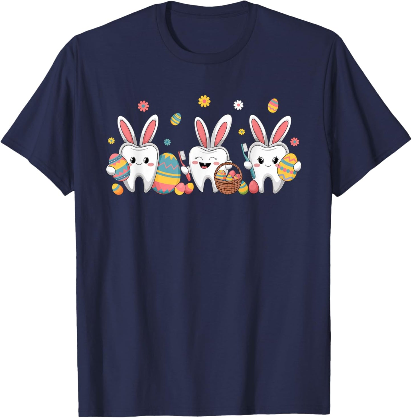 Dental Squad Easter Spring Bunny Tooth Dental Crew T-Shirt - T-Shirt | Navy