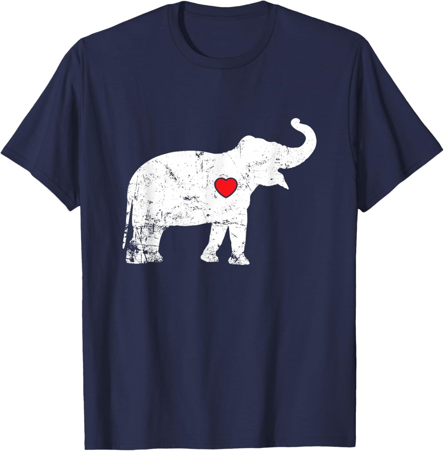 Elephant with red Heart T-Shirt - T-Shirt | Navy