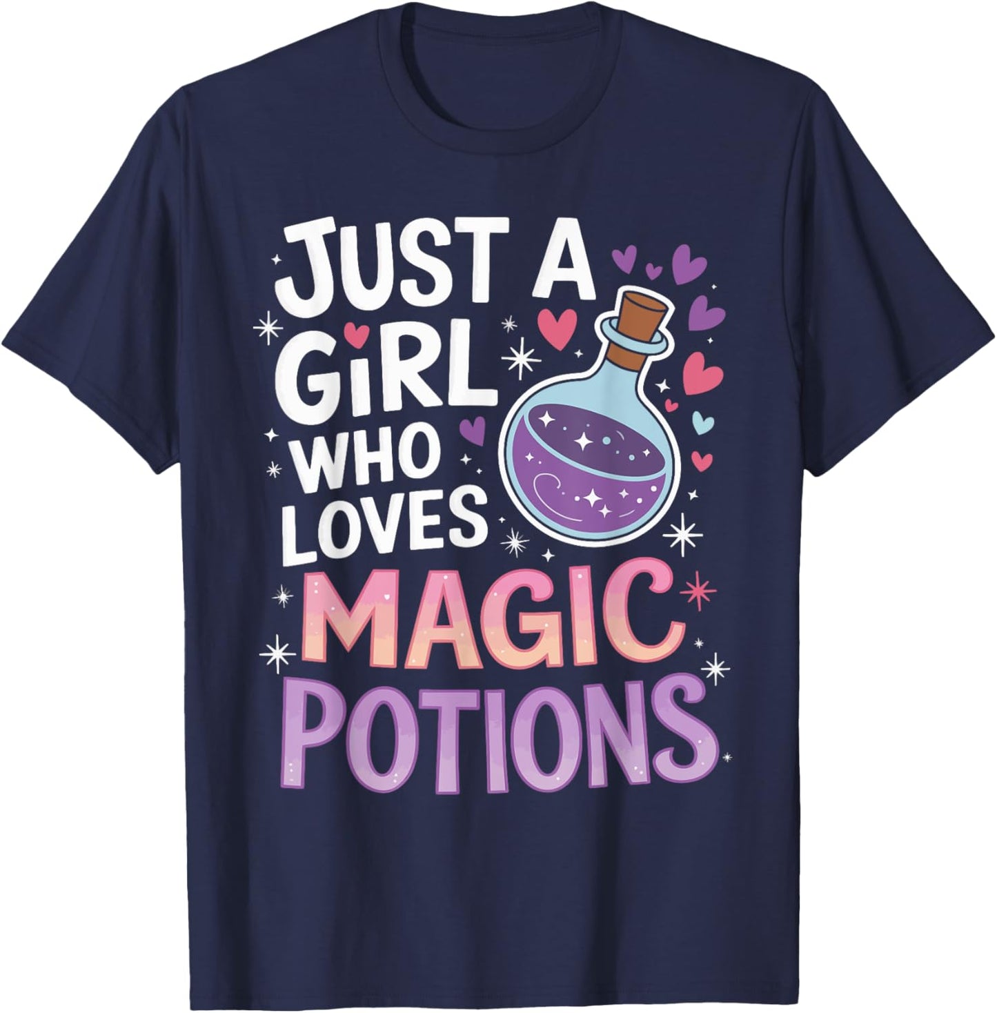 Just A Girl Who Loves Magic Potion Funny Halloween Girls T-Shirt - T-Shirt | Navy